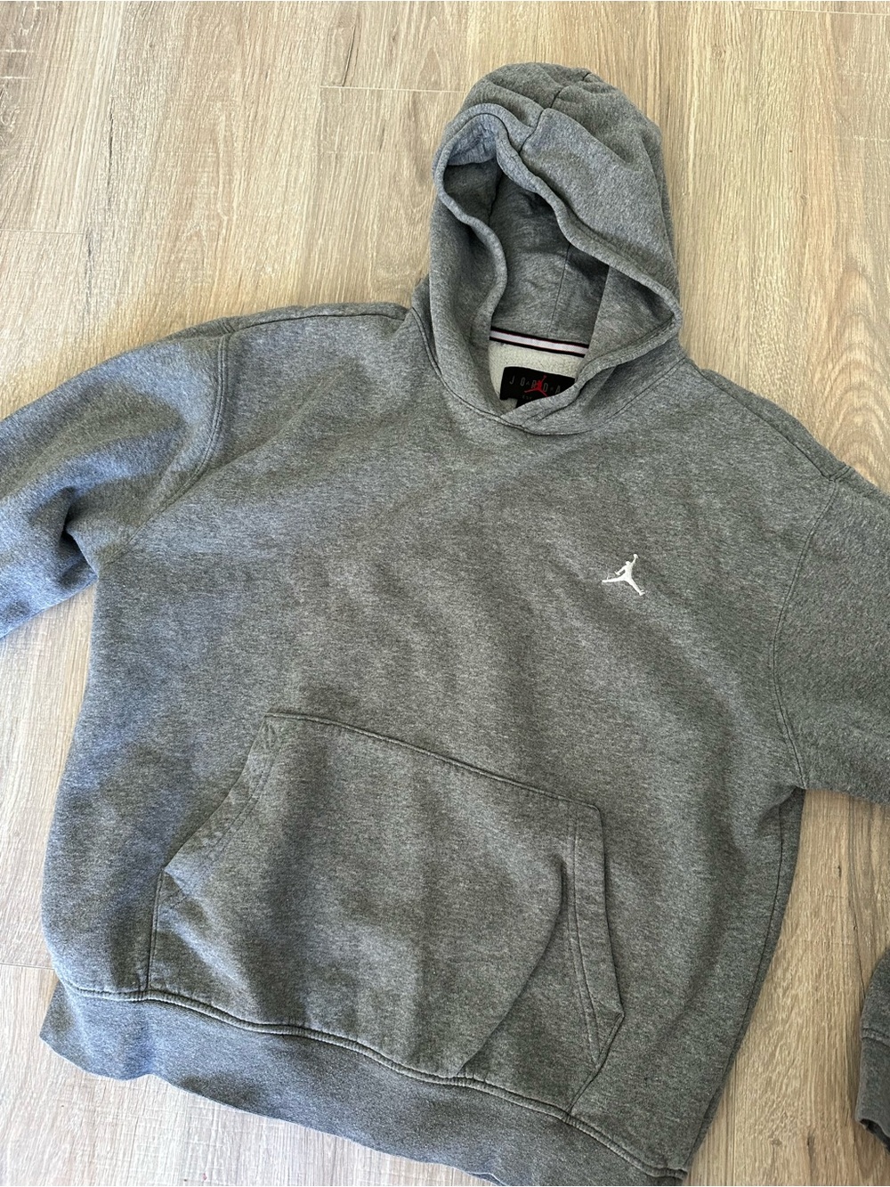 Jordan Gray Pullover Hoodie with White Jumpman